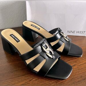 NEW IN BOX* Nine West Gipper Heeled Slide Sandals (Size 9.5)
